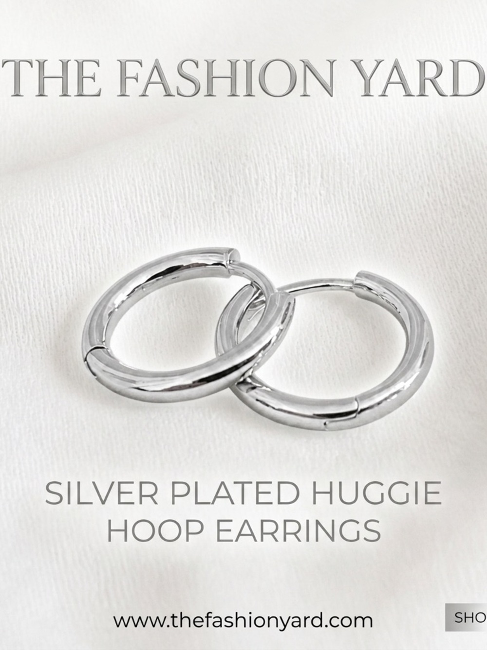 Silver plated stainless steel 10mm Huggie hoop earrings - Picture 2 of 6